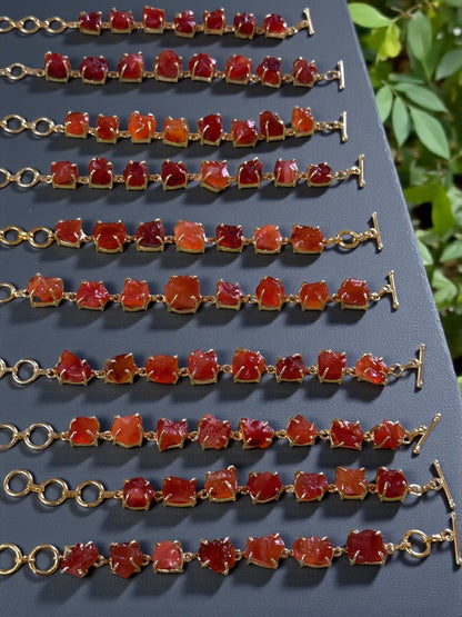 Dark Orange Carnelion Stone Saisha Bracelet