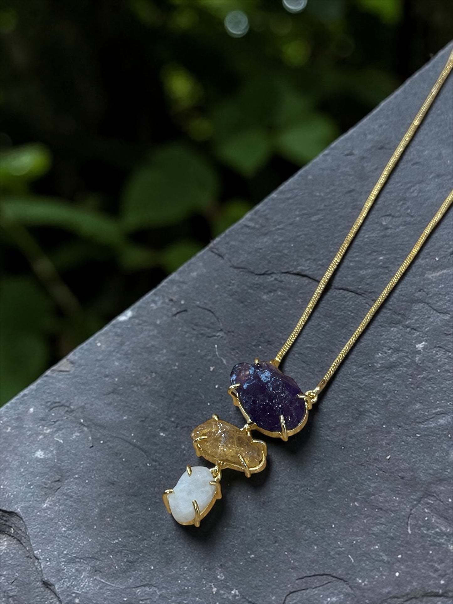 Multistone Sun Down Stone Necklace