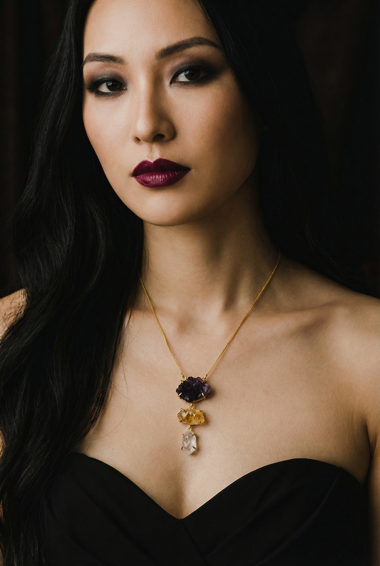 Multistone Sun Down Stone Necklace