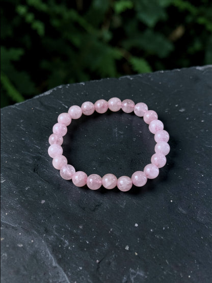 Pink Rose Quartz Beaded Bracelet