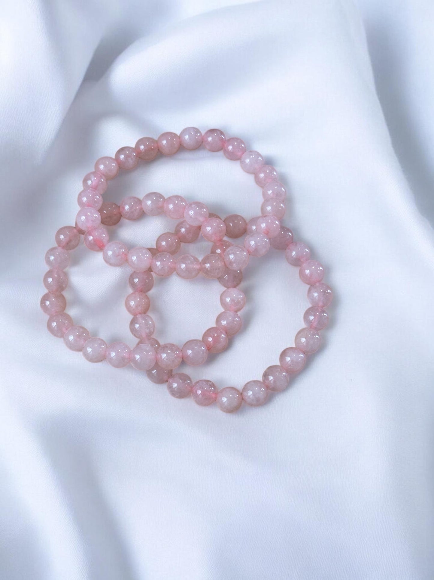 Pink Rose Quartz Beaded Bracelet