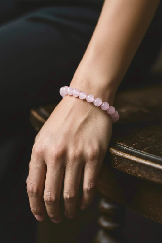 Pink Rose Quartz Beaded Bracelet