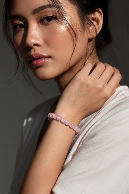 Pink Rose Quartz Beaded Bracelet