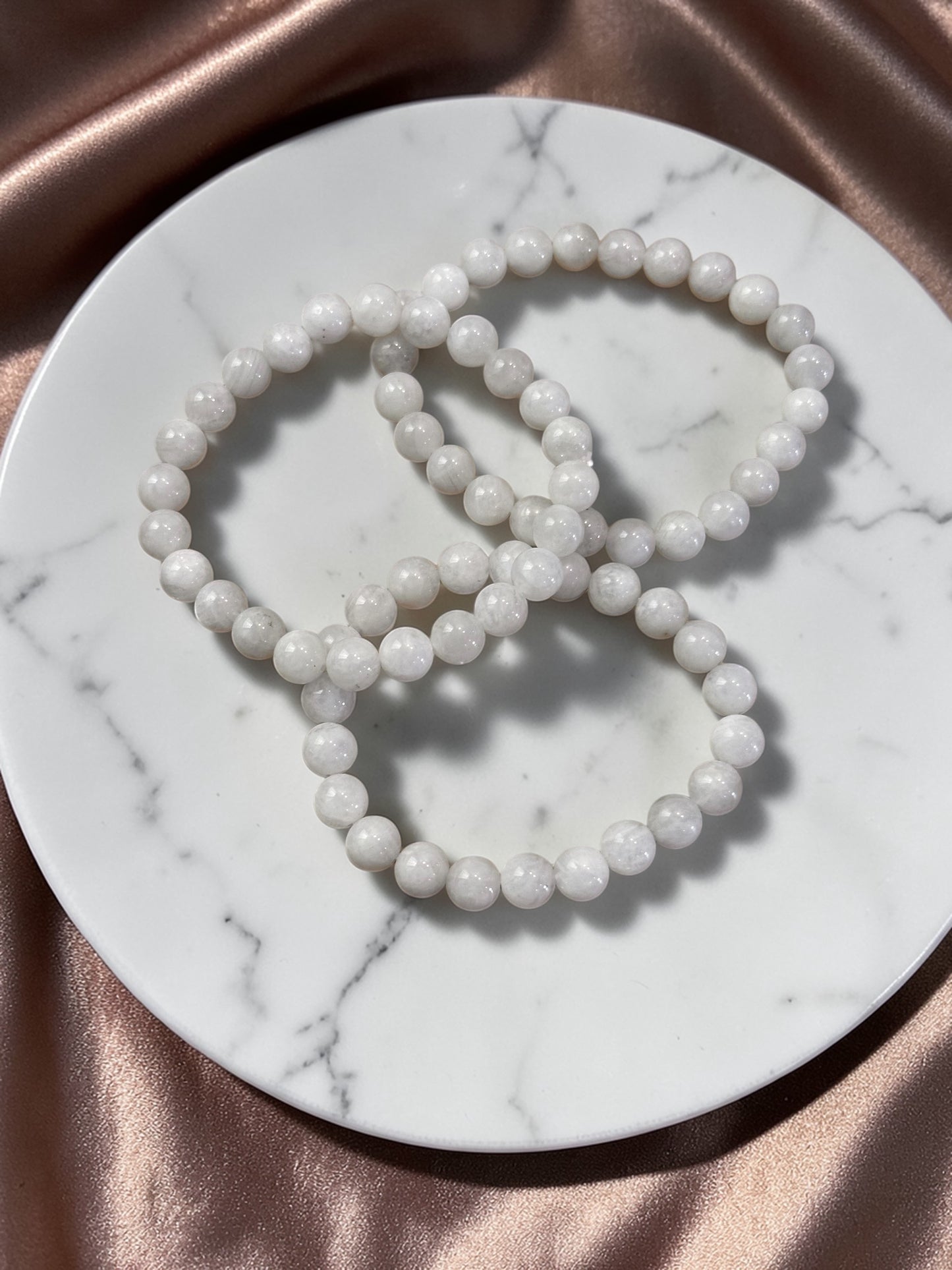White Moonstone Beaded Aura Bracelet