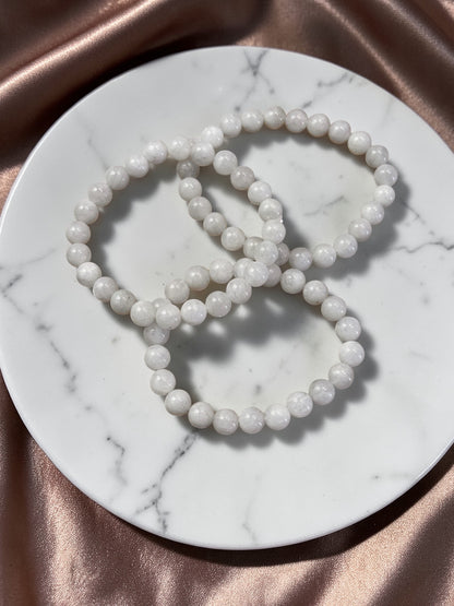 White Moonstone Beaded Aura Bracelet