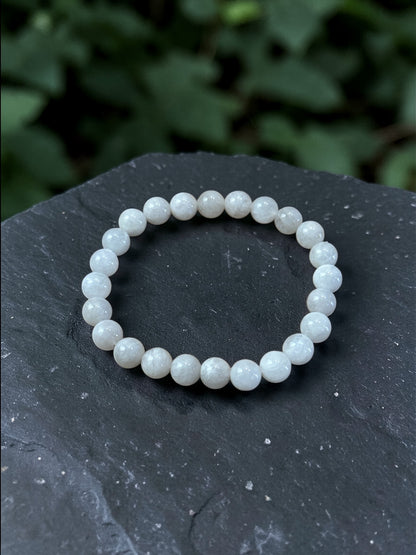 White Moonstone Beaded Aura Bracelet