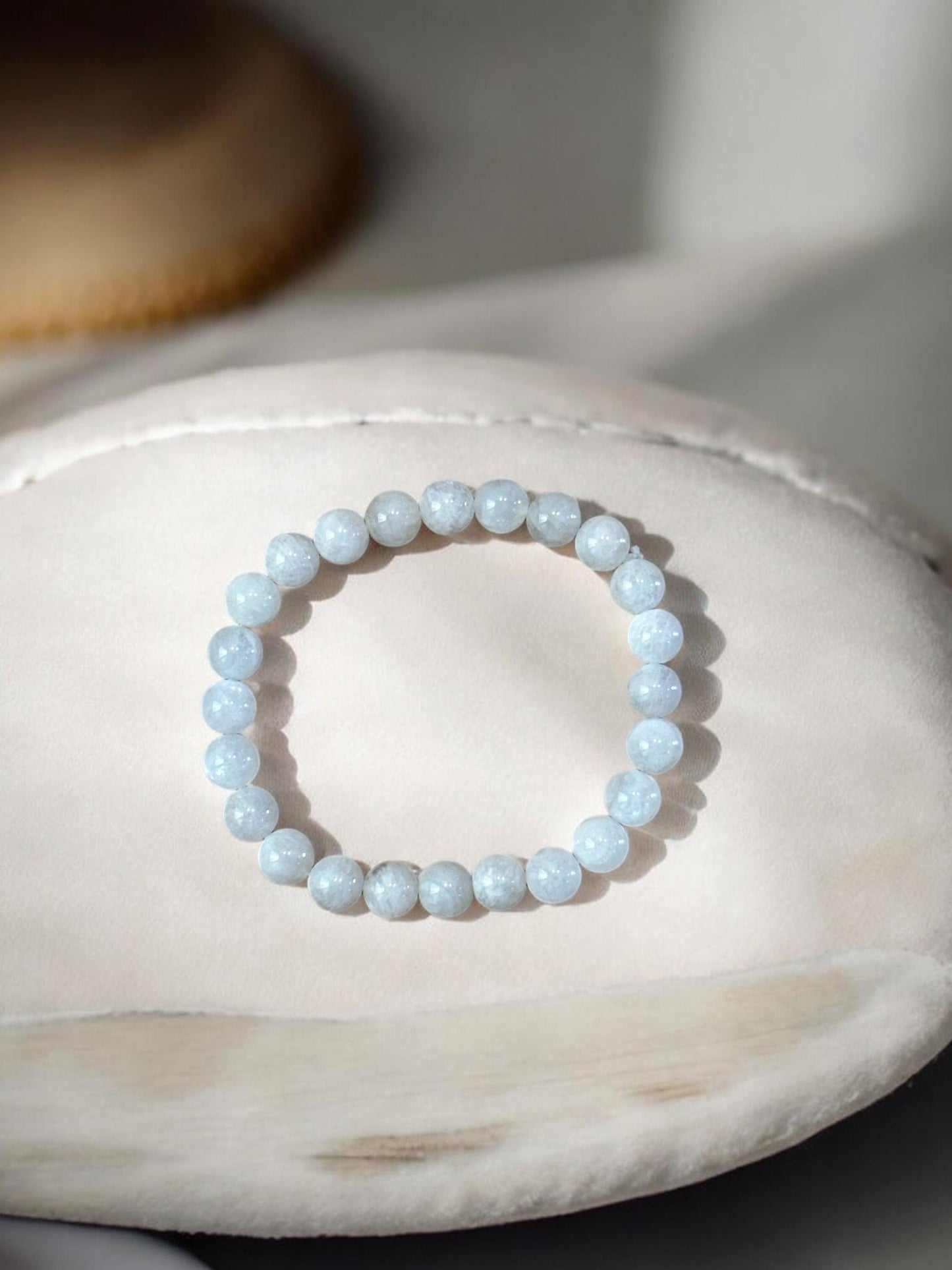 White Moonstone Beaded Aura Bracelet