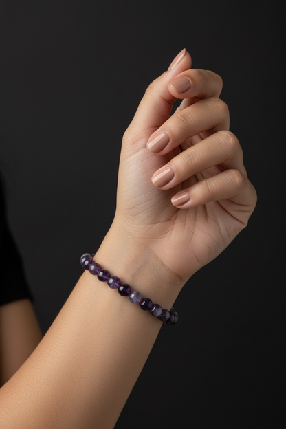 Purple Amethyst Beaded Aura Bracelet