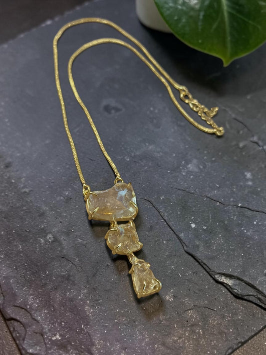 Yellow Citrine Sun Down Stone Necklace