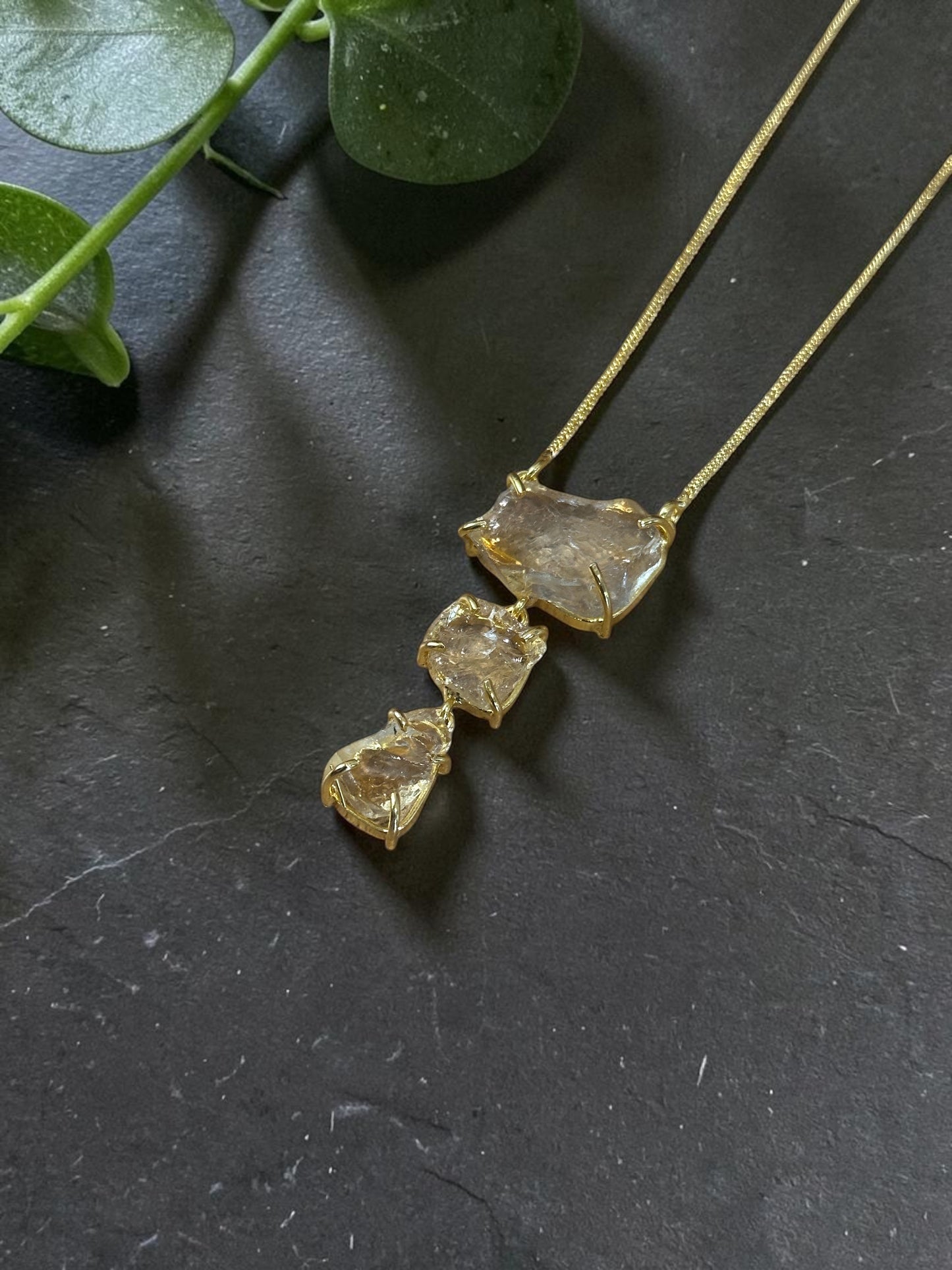 Yellow Citrine Sun Down Stone Necklace