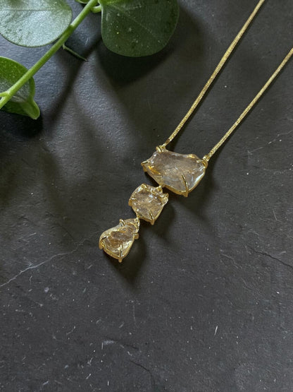 Yellow Citrine Sun Down Stone Necklace