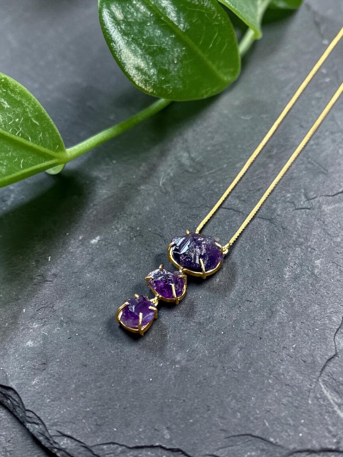 Purple Amethyst Sun Down Stone Necklace