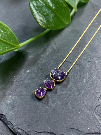 Purple Amethyst Sun Down Stone Necklace