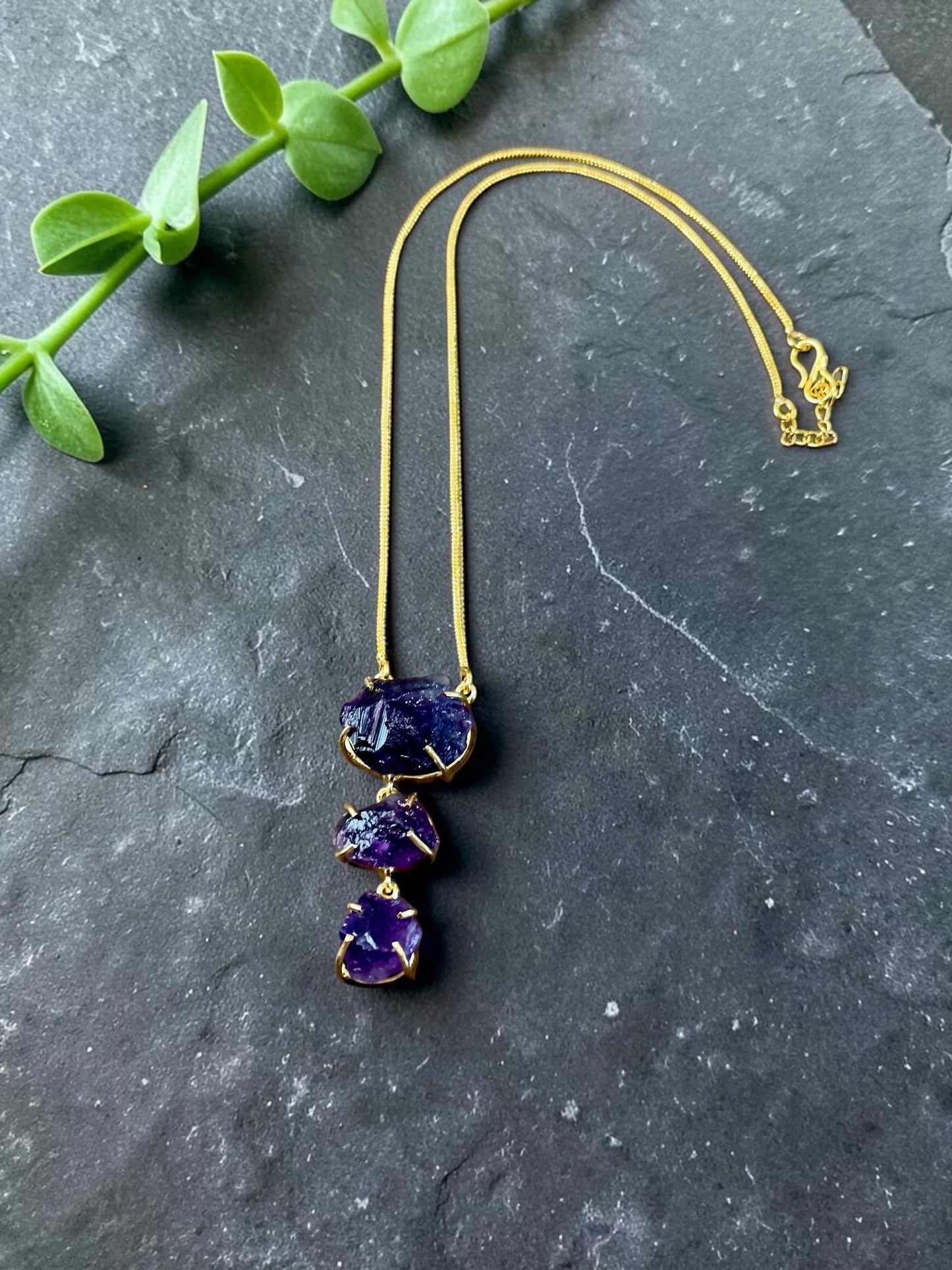 Purple Amethyst Sun Down Stone Necklace