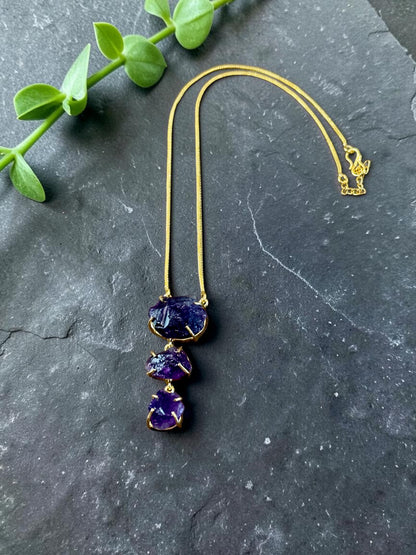 Purple Amethyst Sun Down Stone Necklace
