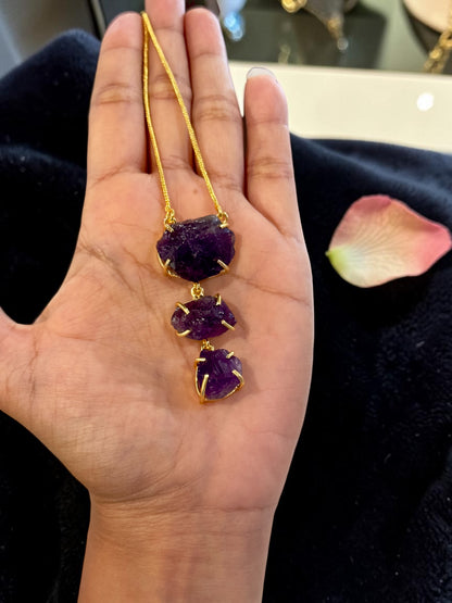 Purple Amethyst Sun Down Stone Necklace