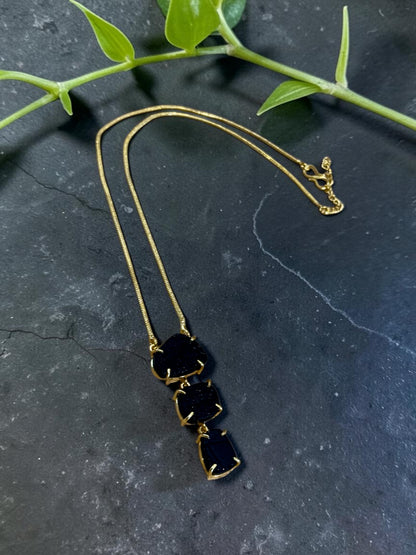 Black Tourmaline Sun Down Stone Necklace