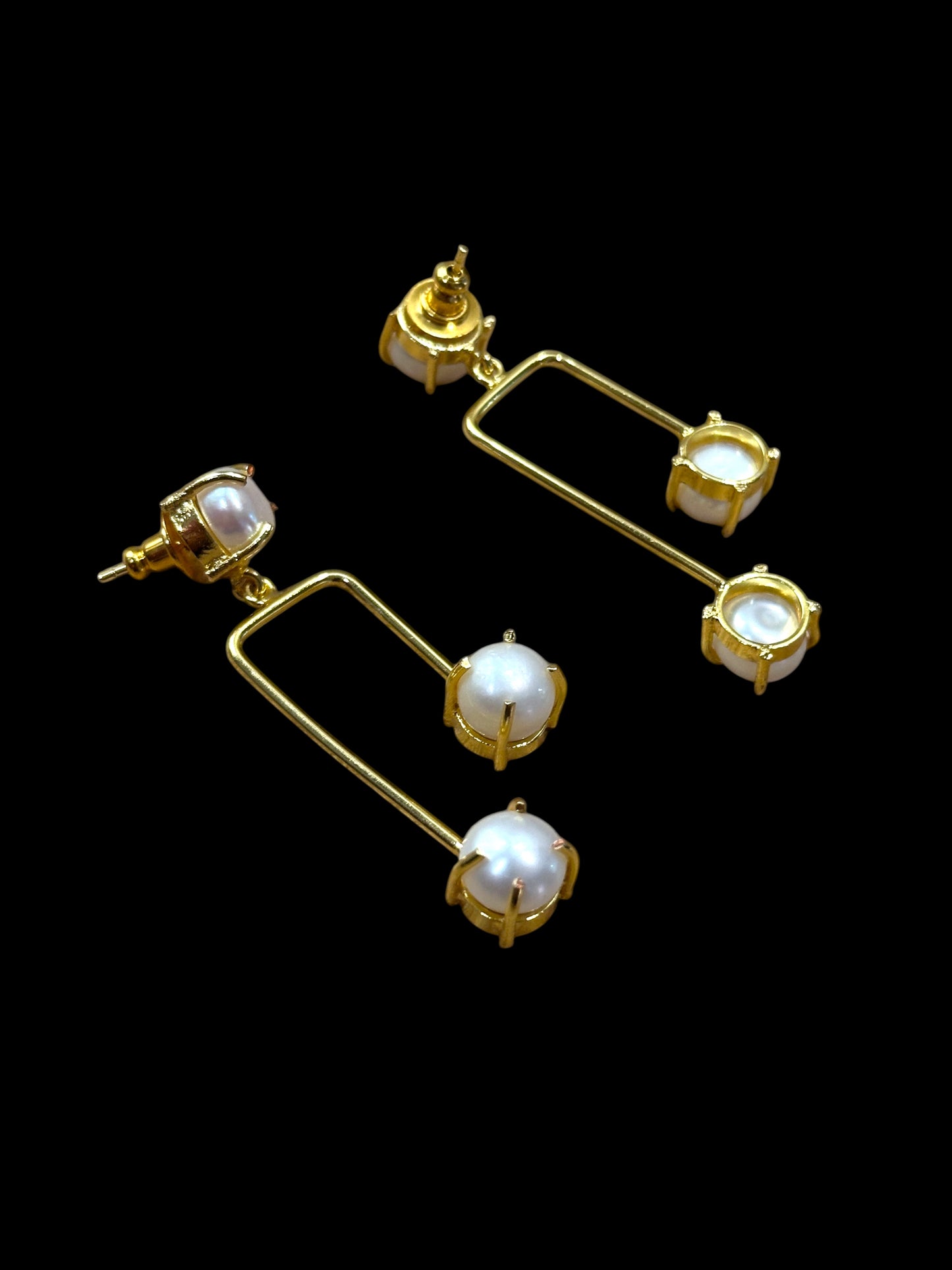 White Pearl Double Stick Earrings