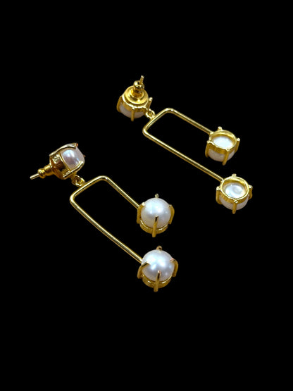 White Pearl Double Stick Earrings