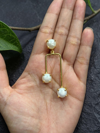White Pearl Double Stick Earrings