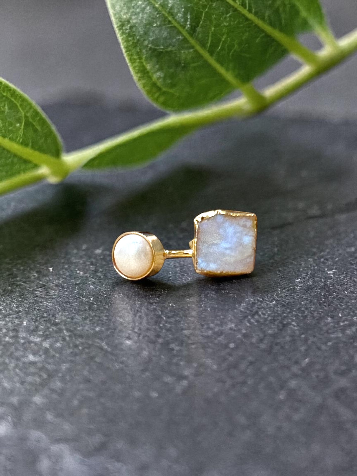 White Pearl and Moonstone Inner Peace Ring