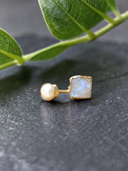White Pearl and Moonstone Inner Peace Ring