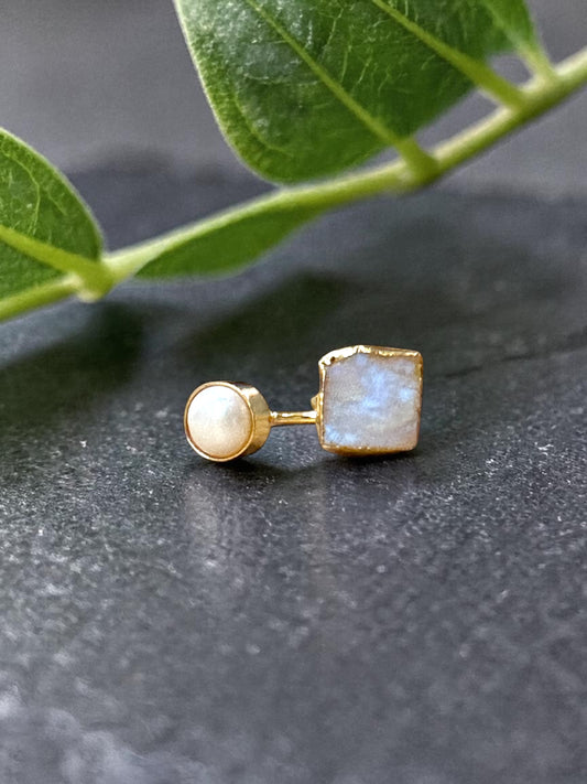 White Pearl and Moonstone Inner Peace Ring
