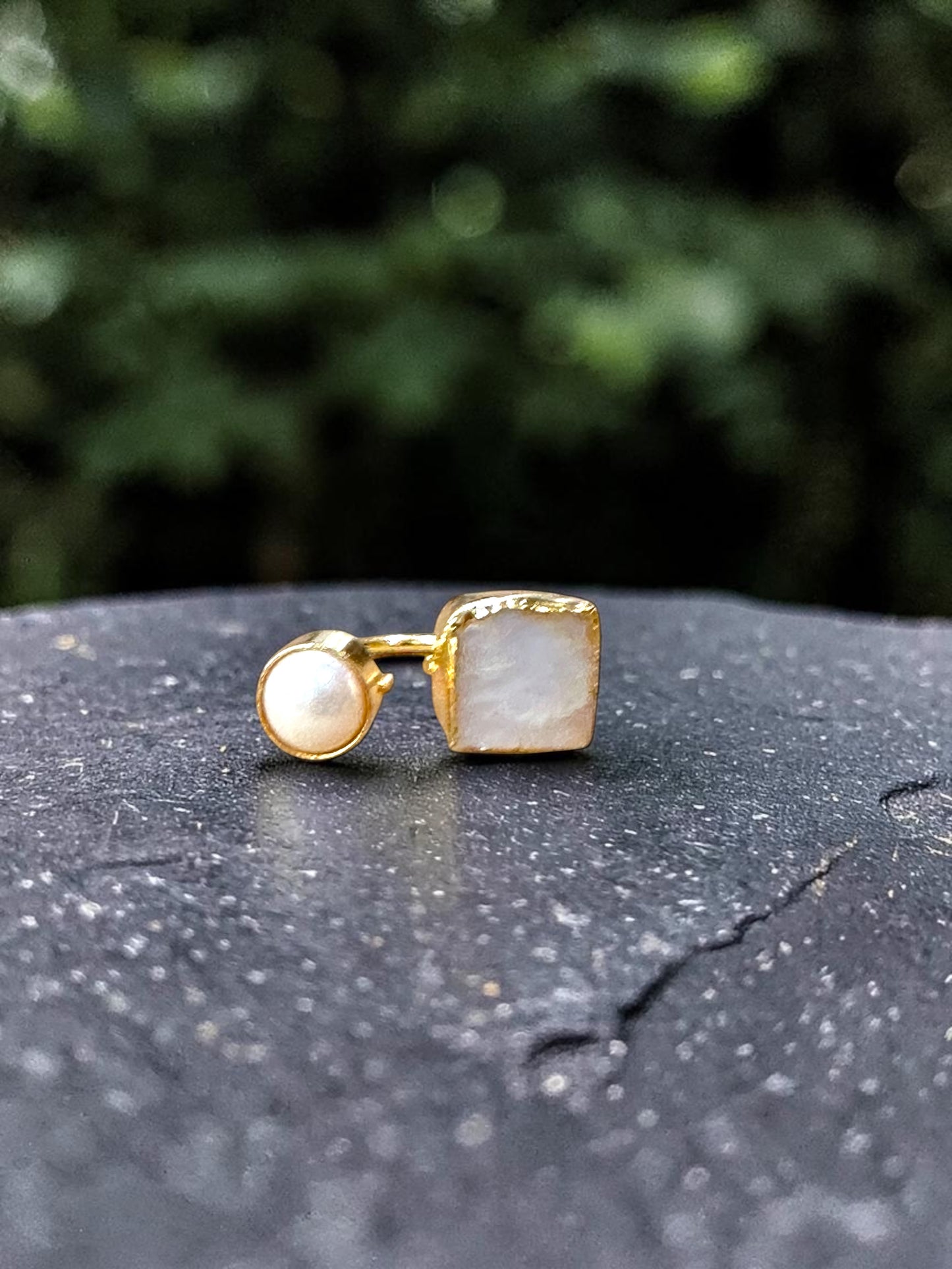 White Pearl and Moonstone Inner Peace Ring