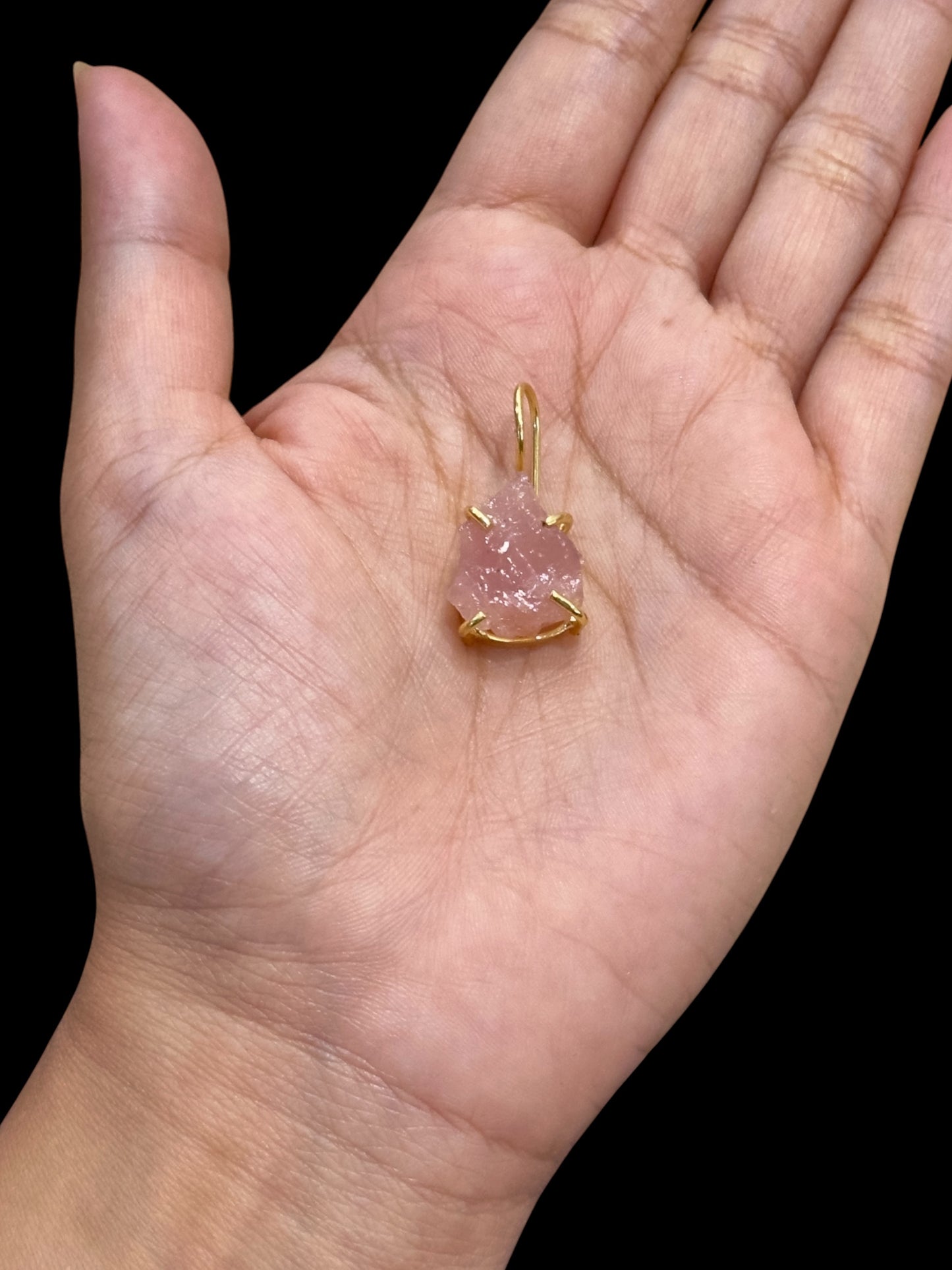 Pink Strawberry Quartz Gold Plated Saisha Stone Drop Studs
