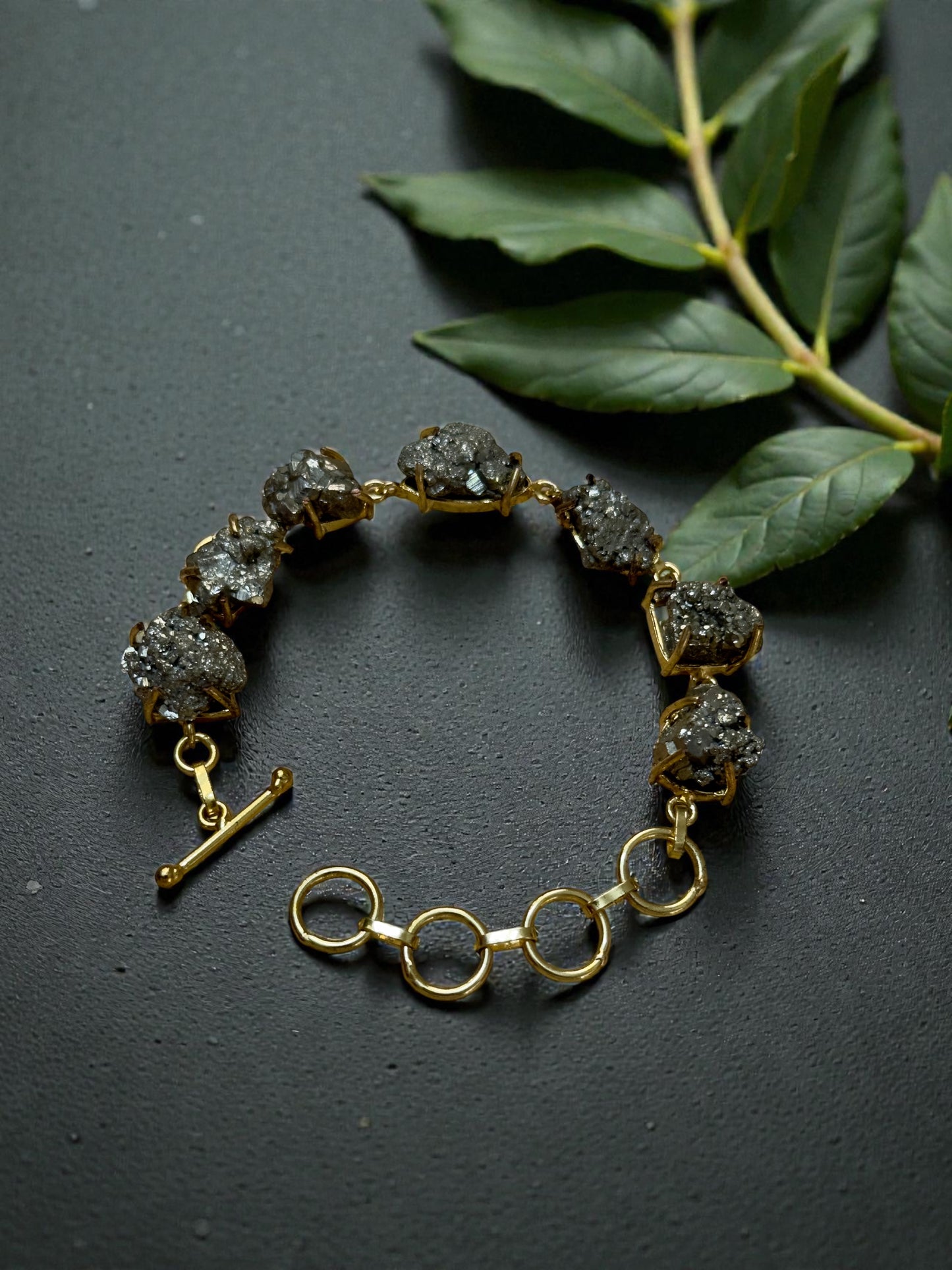 Raw Pyrite Stone Saisha Bracelet