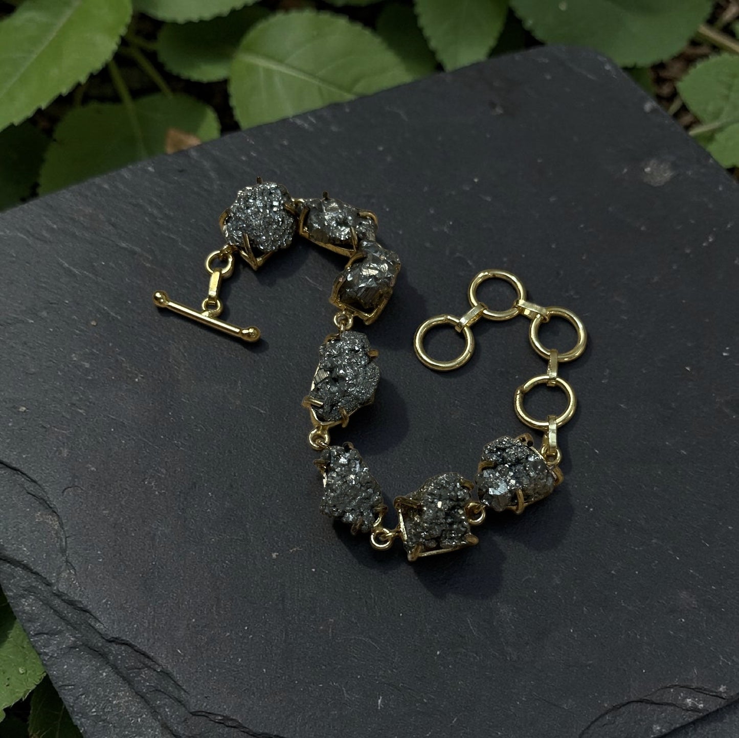 Silver Pyrite Stone Saisha Bracelet