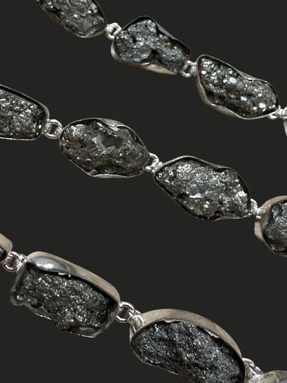 Silver Pyrite Silver Plated Bazel Bracelet