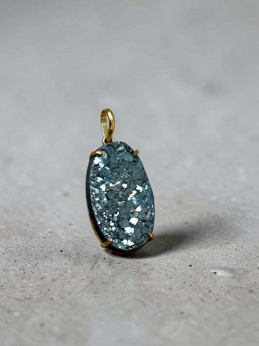 Large Pyrite Boho Chunky Pendant (Without Chain)