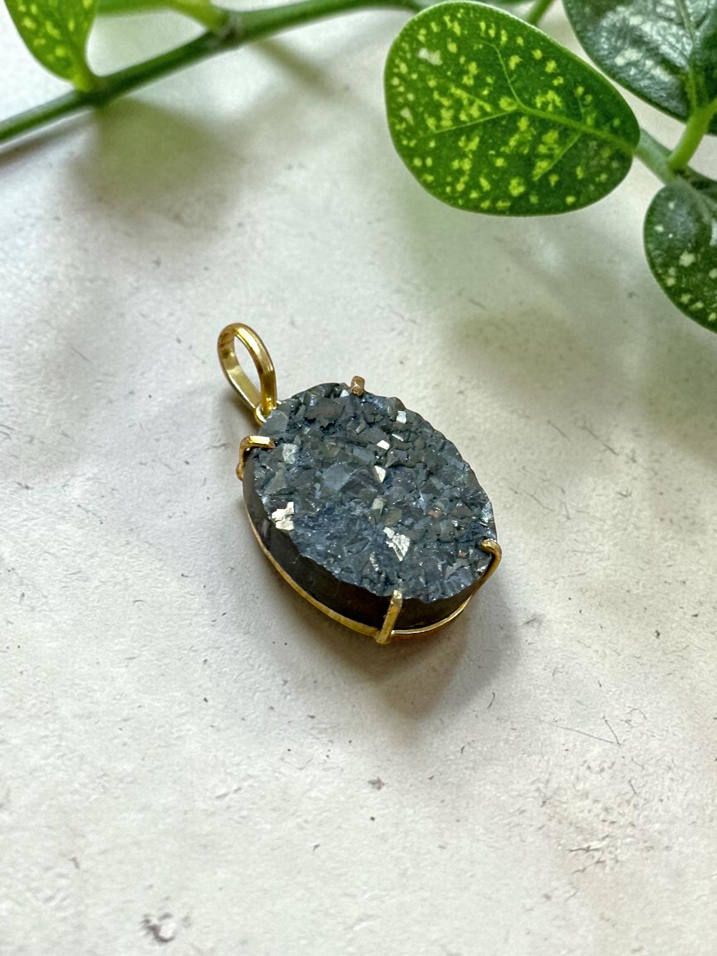 Large Pyrite Boho Chunky Pendant (Without Chain)