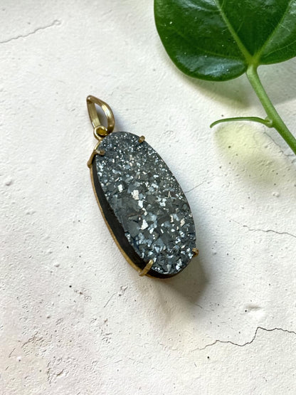 Large Pyrite Boho Chunky Pendant (Without Chain)