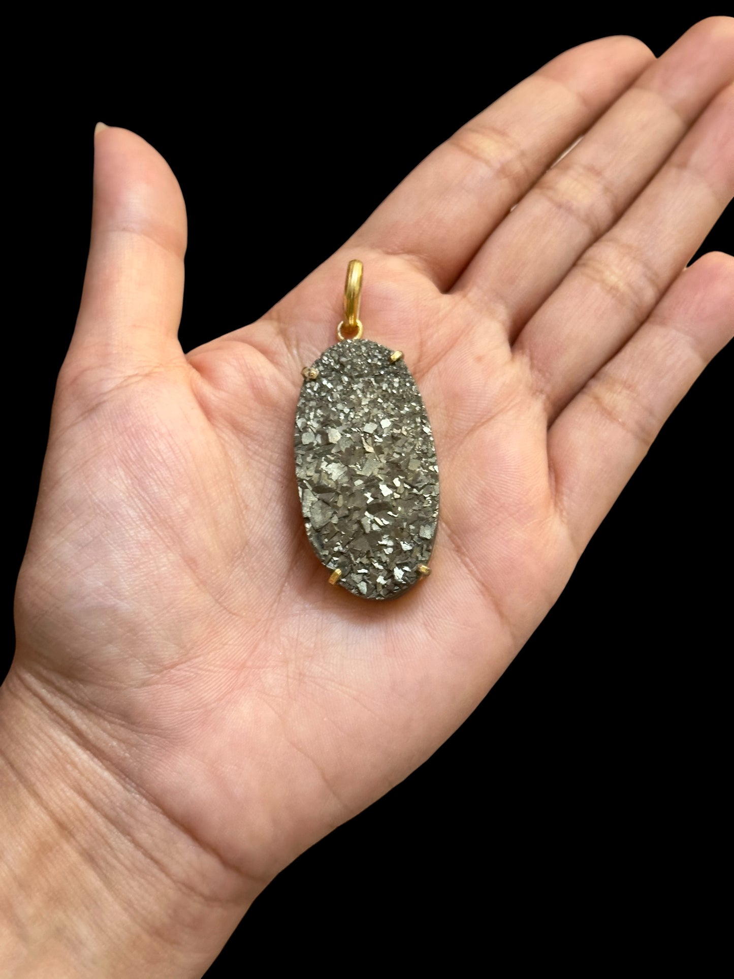 Large Pyrite Boho Chunky Pendant (Without Chain)