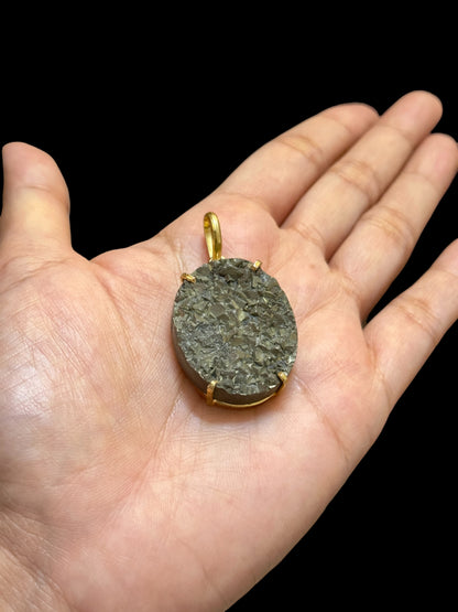 Large Pyrite Boho Chunky Pendant (Without Chain)
