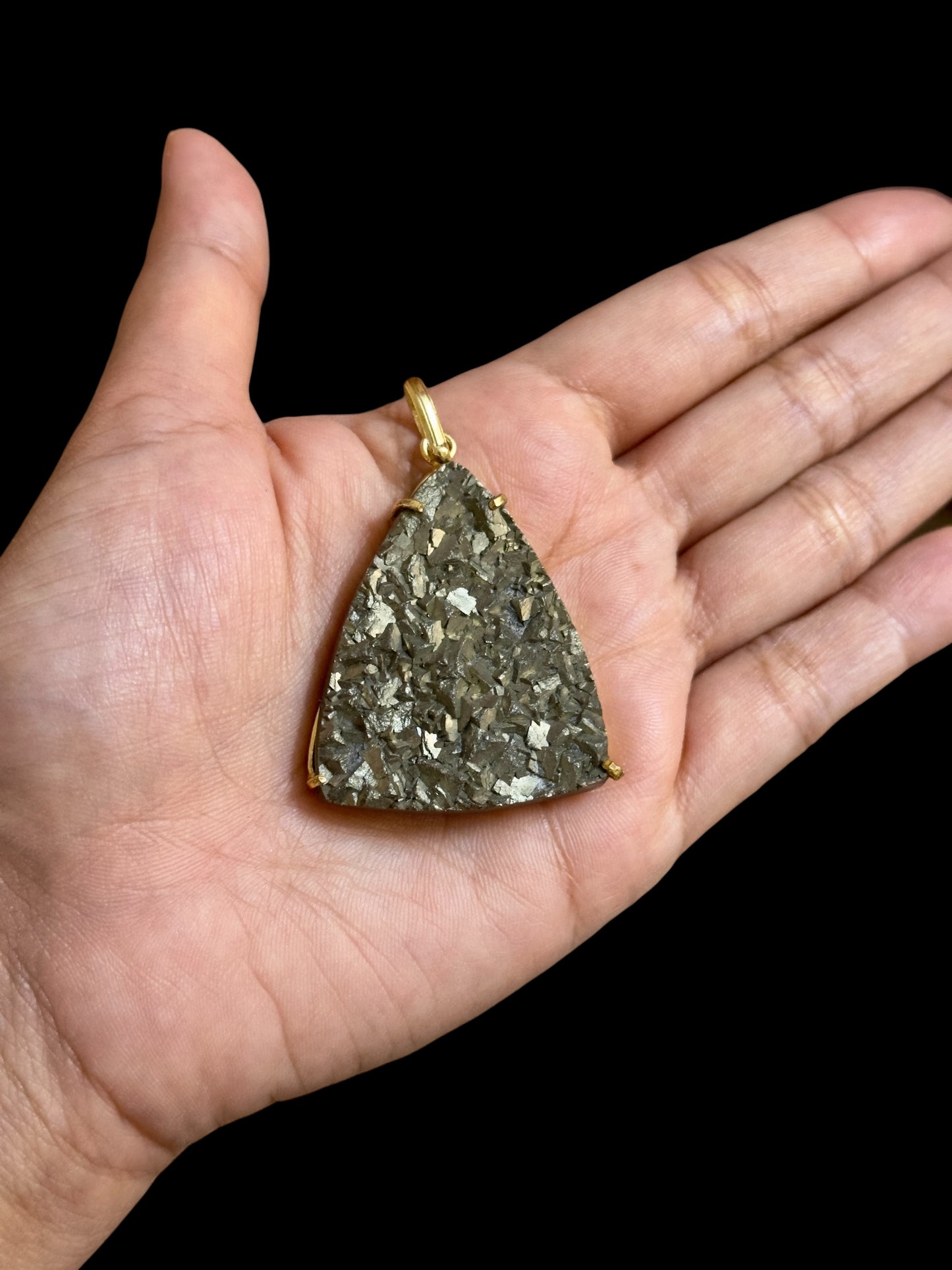 Large Pyrite Boho Chunky Pendant (Without Chain)
