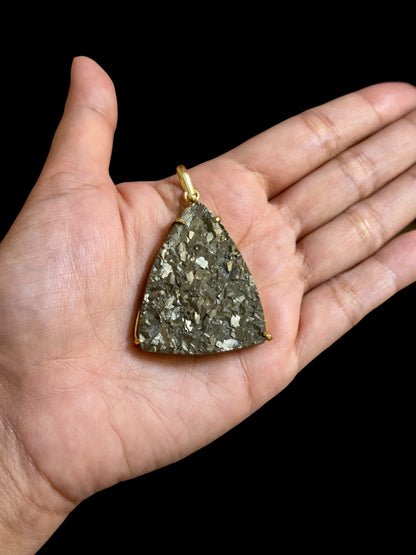 Large Pyrite Boho Chunky Pendant (Without Chain)
