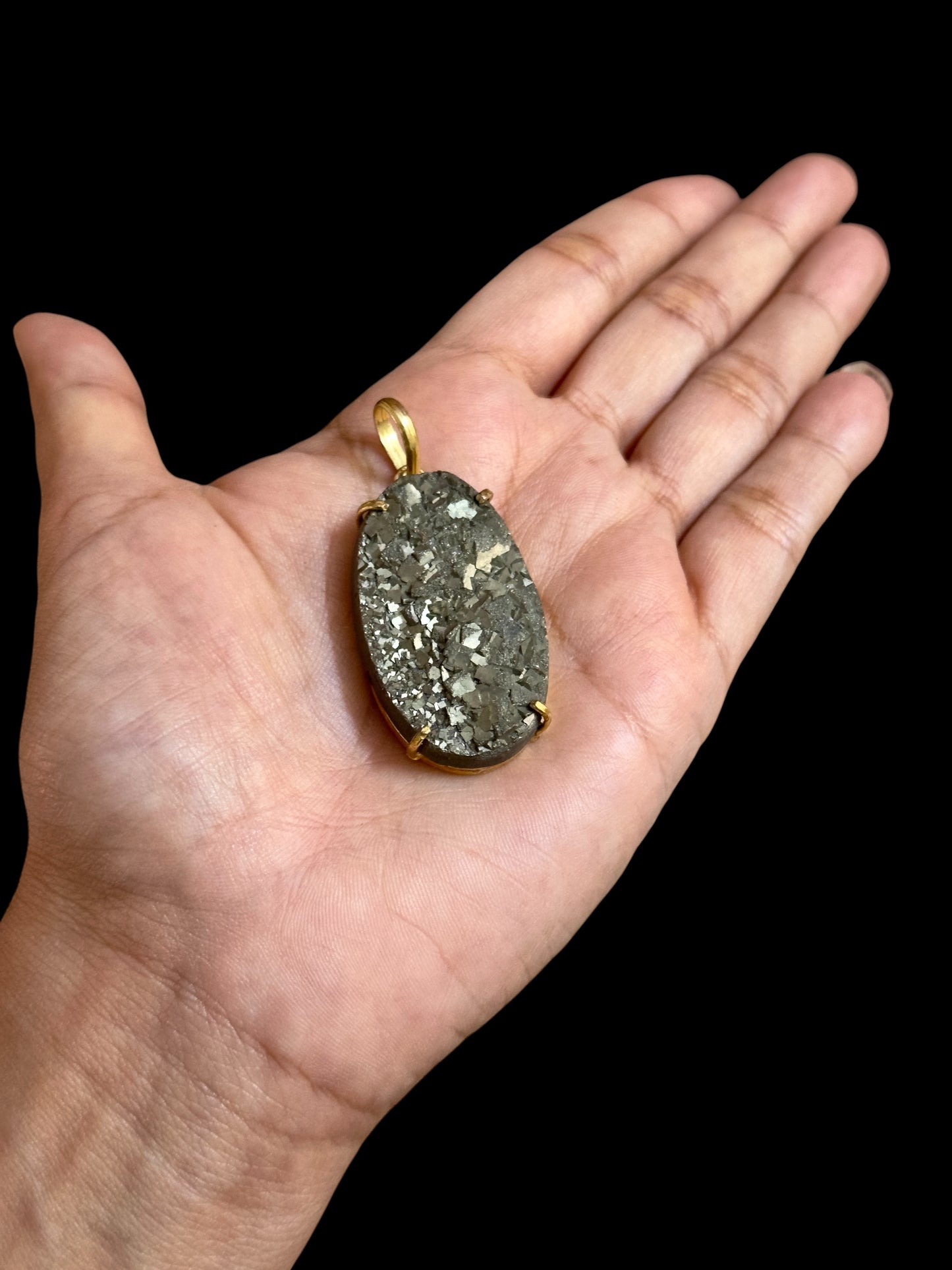 Large Pyrite Boho Chunky Pendant (Without Chain)