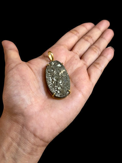 Large Pyrite Boho Chunky Pendant (Without Chain)