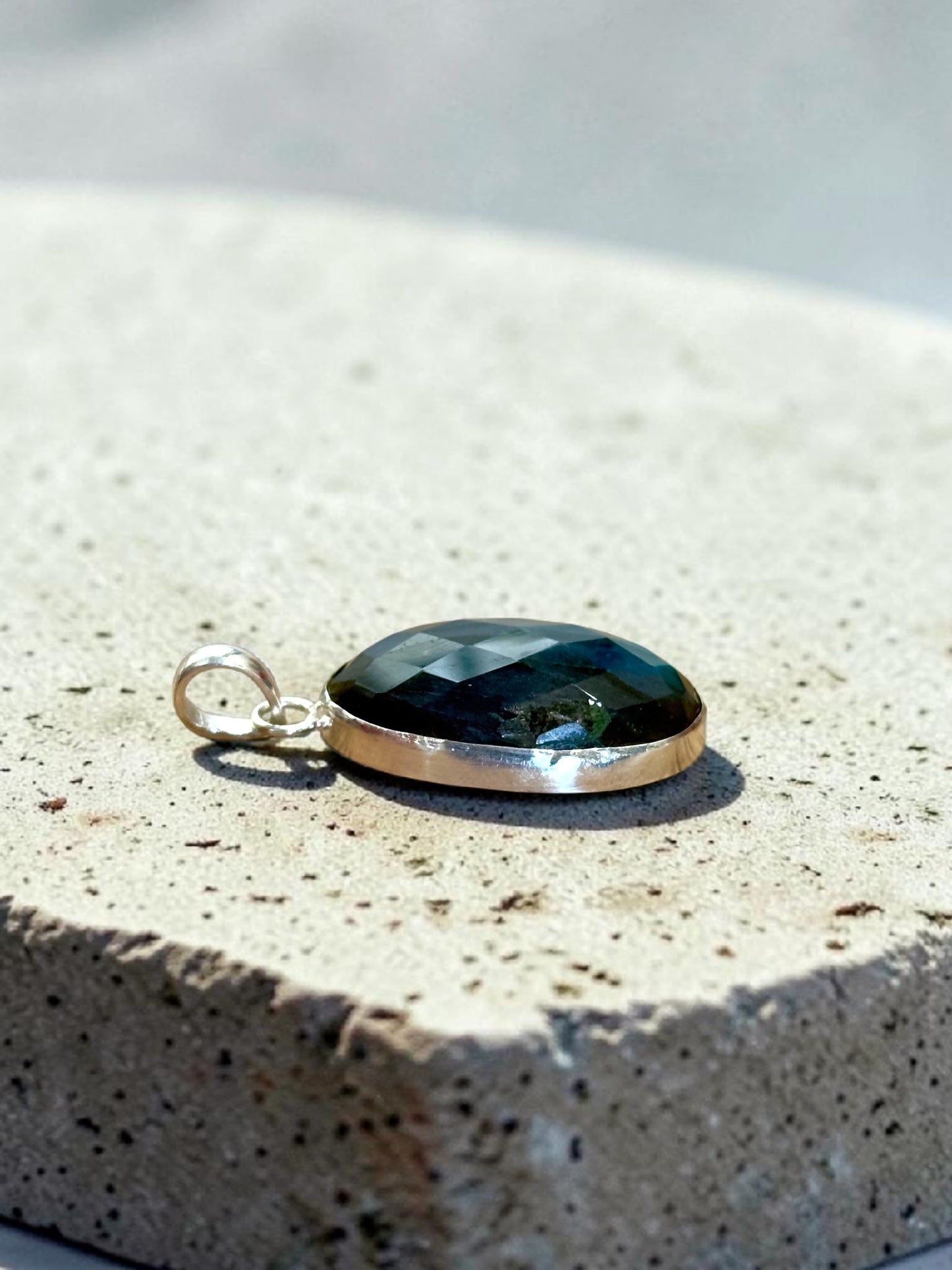 Faceted Labradorite Oval Pendant
