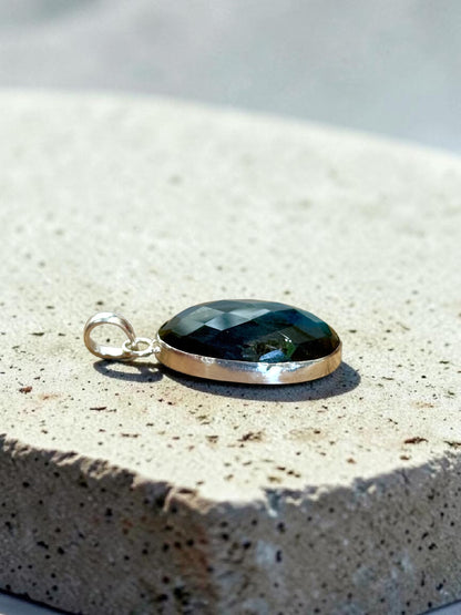 Faceted Labradorite Oval Pendant