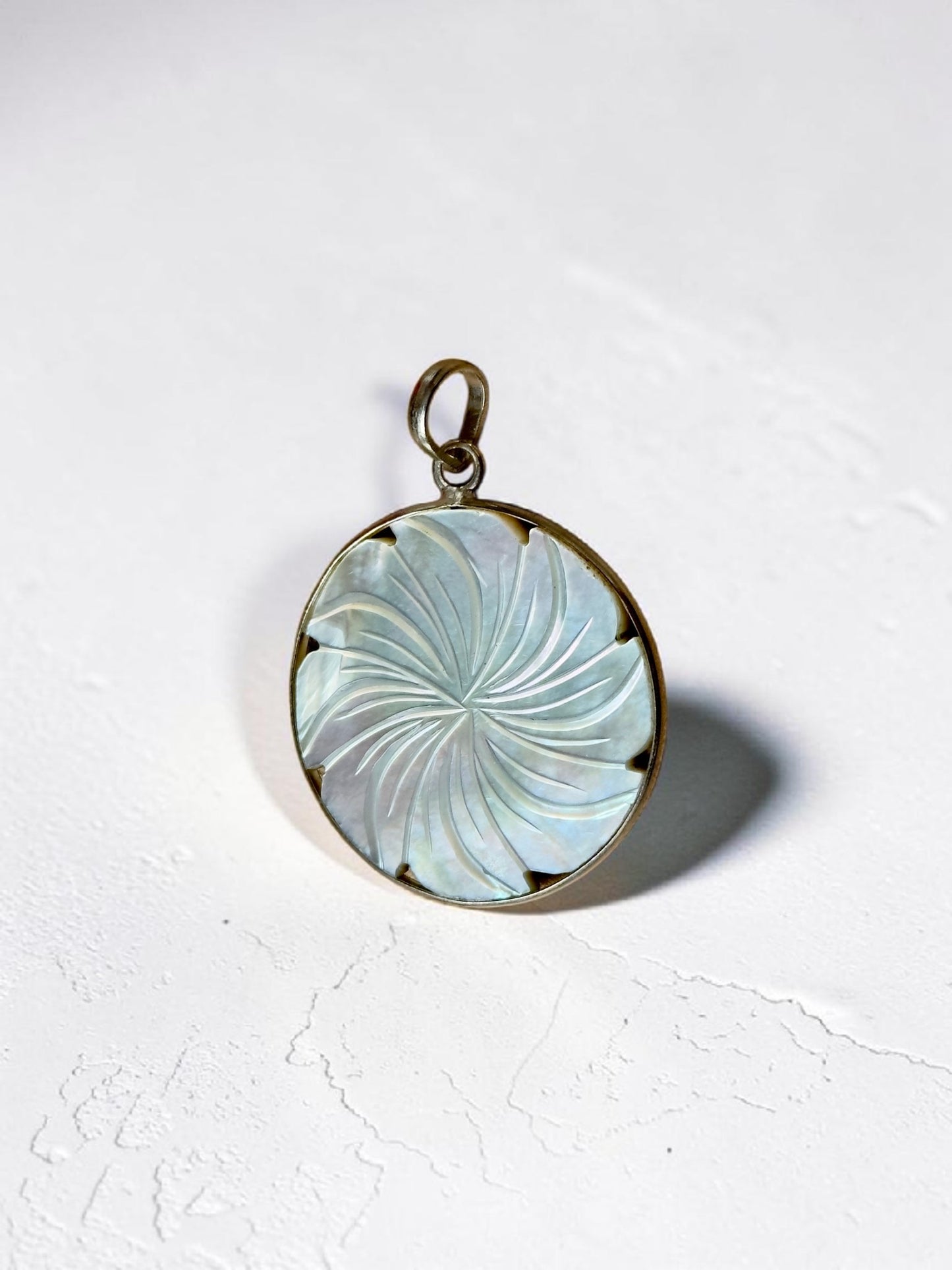 Mother Of Pearl Carved Chandrika Moon Pendant