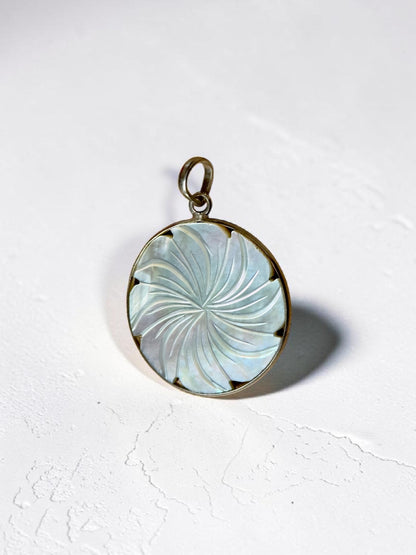 Mother Of Pearl Carved Chandrika Moon Pendant