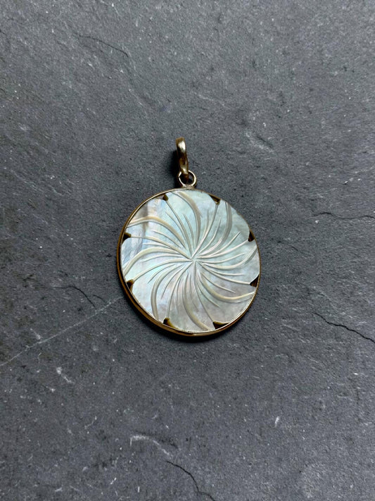 Mother Of Pearl Carved Chandrika Moon Pendant