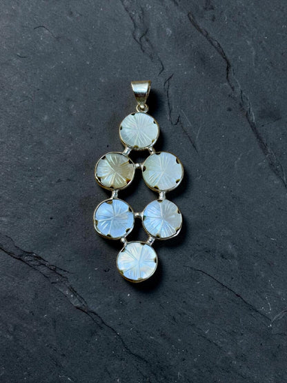 Mother Of Pearl Carved Chandrika Bloom Pendant