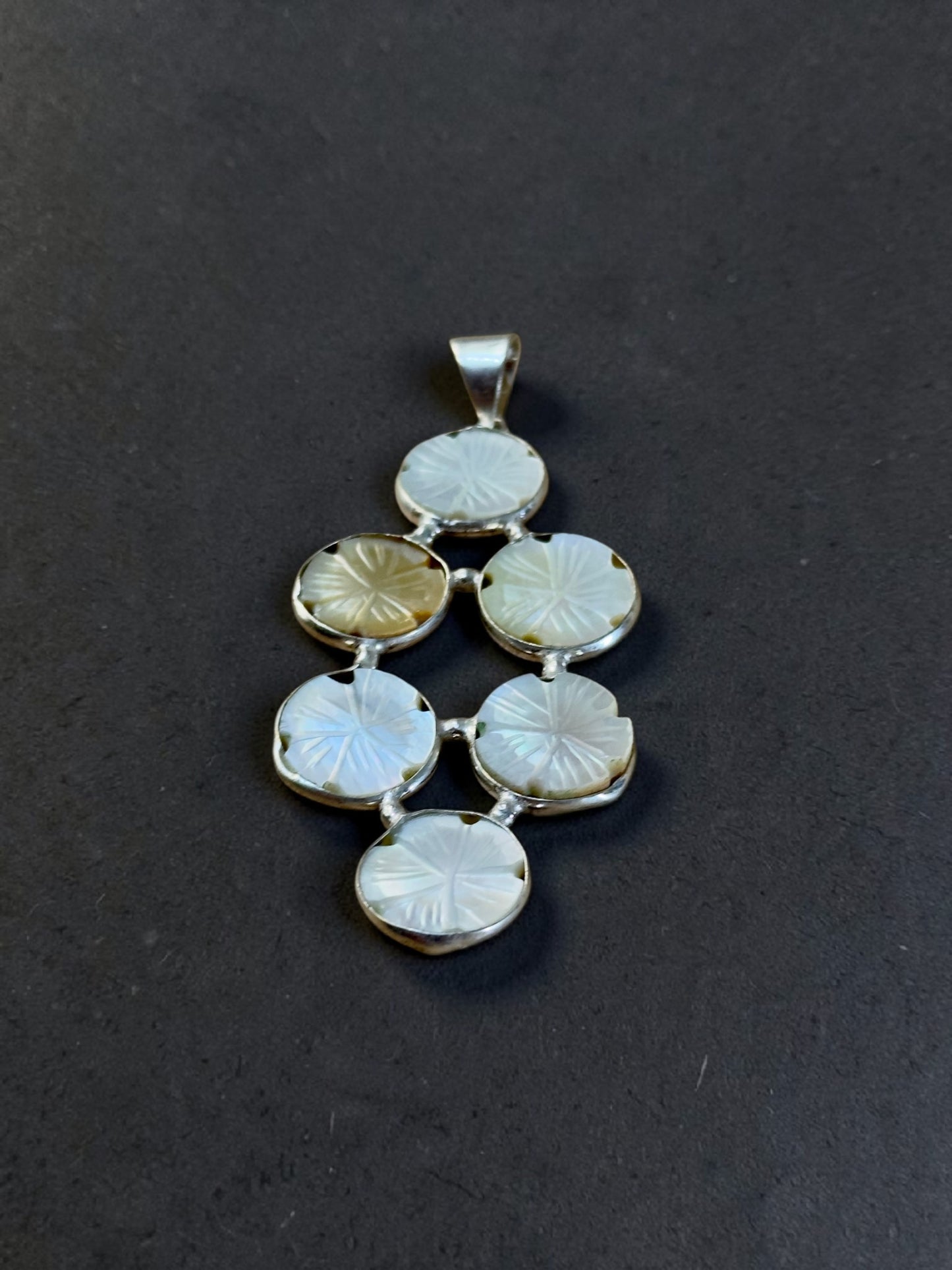 Mother Of Pearl Carved Chandrika Bloom Pendant