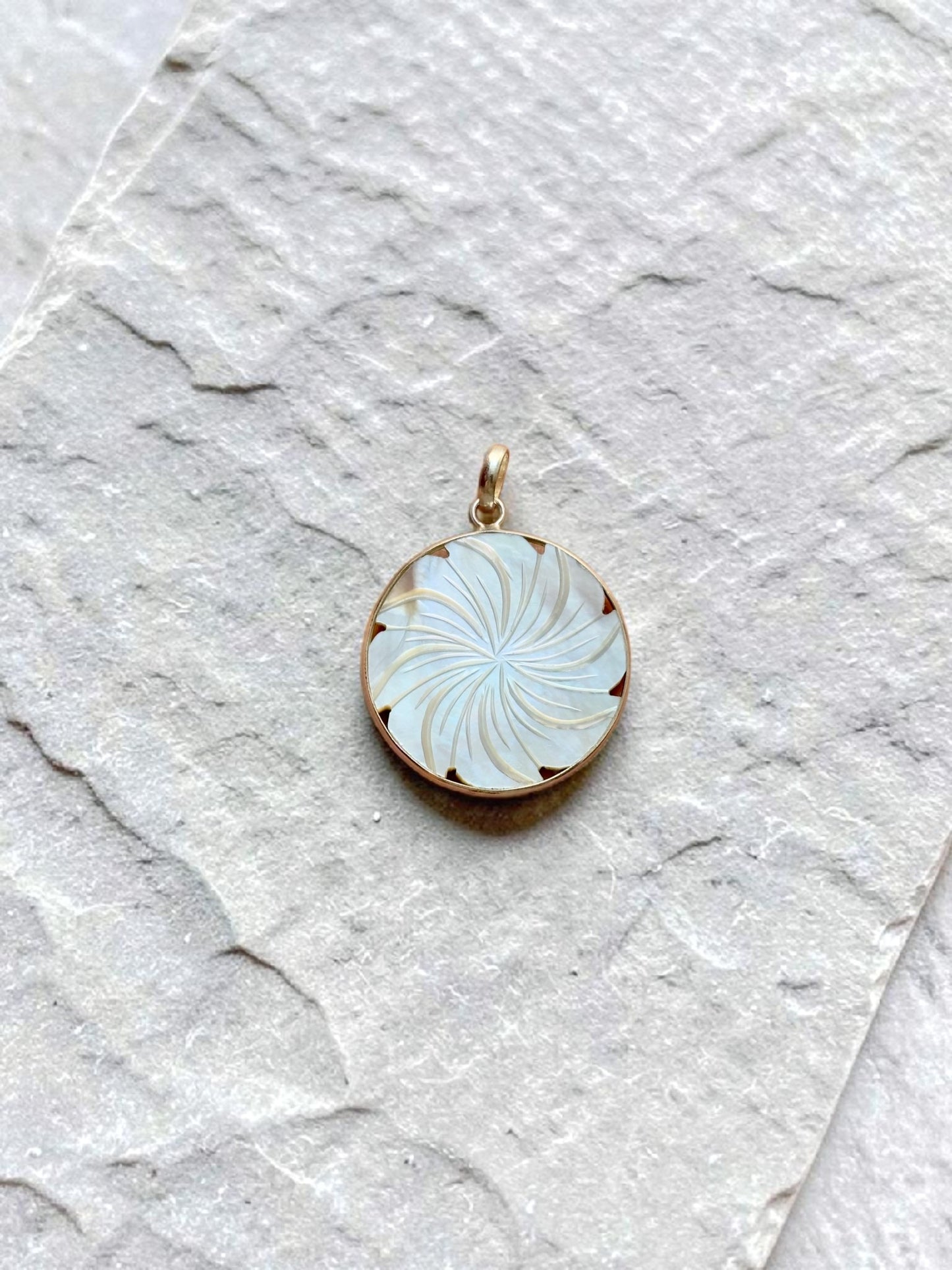 Mother Of Pearl Carved Chandrika Moon Pendant