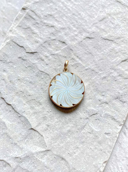 Mother Of Pearl Carved Chandrika Moon Pendant